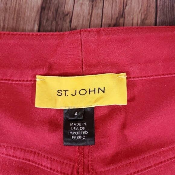 *Read Desc* St John Womens Size 4 Red 5 Pockets Straight Leg Pants Cotton Blend - Picture 10 of 15
